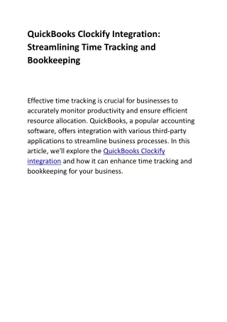 QuickBooks Clockify Integration: Streamlining Time Tracking and Bookkeeping