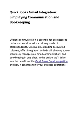 QuickBooks Gmail Integration: Simplifying Communication and Bookkeeping