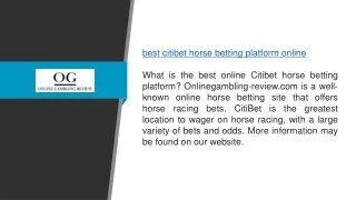 Best Citibet Horse Betting Platform Online Onlinegambling-review.com