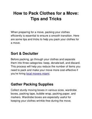 How to Pack Clothes for a Move