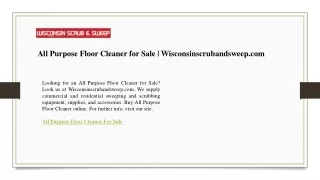 All Purpose Floor Cleaner for Sale  Wisconsinscrubandsweep.com