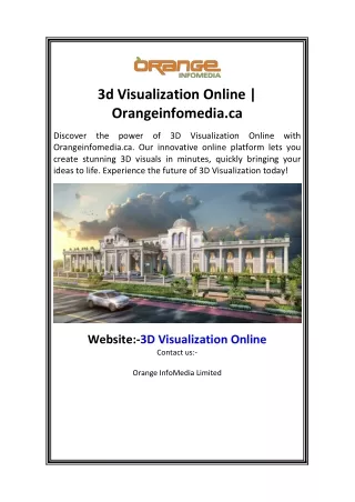 3d Visualization Online  Orangeinfomedia.ca