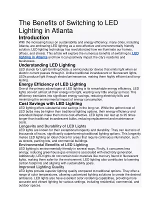 The Benefits of Switching to LED Lighting in Atlanta