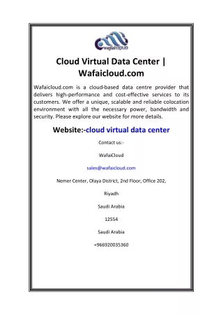 Cloud Virtual Data Center  Wafaicloud.com