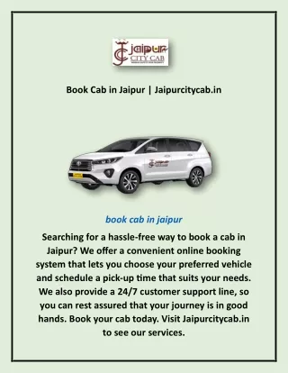 Book Cab in Jaipur | Jaipurcitycab.in