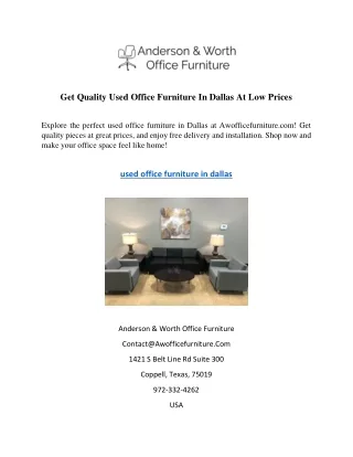 Get Quality Used Office Furniture In Dallas At Low Prices