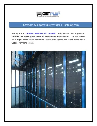 Offshore Windows Vps Provider  Hostplay.com