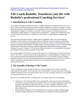 Reaching New Heights_ Experience Personal and Professional Breakthroughs with Life Coach Rudolfo's Coaches in The Nether