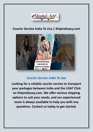 Courier Service India To Usa | Shipindiasey.com