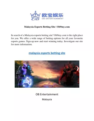 Malaysia Esports Betting Site  Ob9my