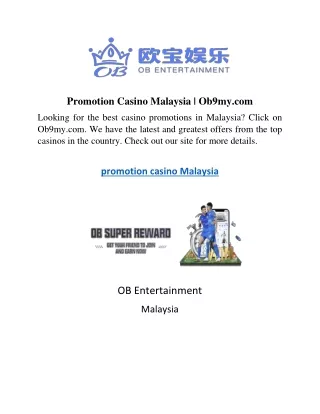 Promotion Casino Malaysia  Ob9my