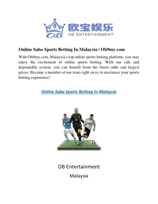 Online Saba Sports Betting In Malaysia  Ob9my