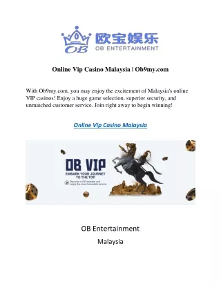 Online Vip Casino Malaysia  Ob9my