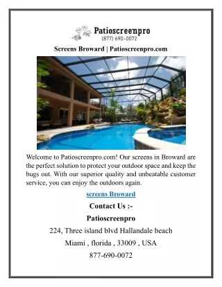 Screens Broward  Patioscreenpro