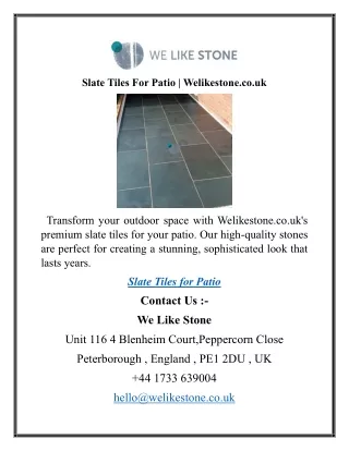 Slate Tiles For Patio  Welikestone.co.uk