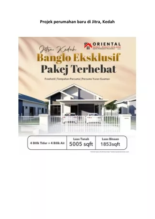 Projek perumahan baru di Jitra, Kedah