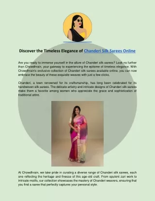 Discover the Timeless Elegance of Chanderi Silk Sarees Online