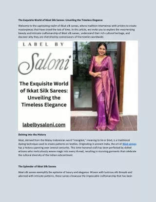 The Exquisite World of Ikkat Silk Sarees