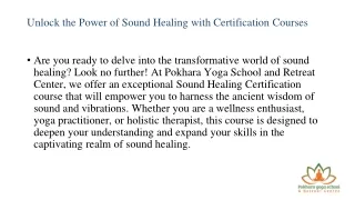 Unlock the Power of Sound Healing with Certification