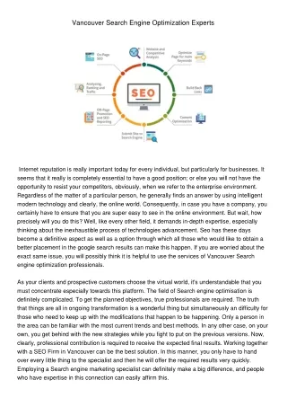 VancouverSearchEngineOptimizationExperts