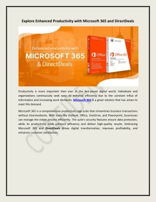 Explore Enhanced Productivity with Microsoft 365 and DirectDeals