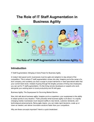 The Role of IT Staff Augmentation in Business Agility