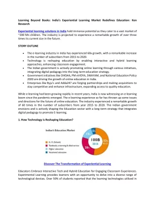 India Experiential Learning Market - Ken Research