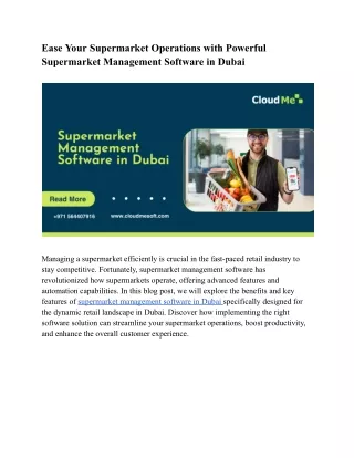 Ease Your Supermarket Operations with Powerful Management Software in Dubai