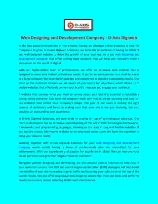 Web Designing and Development Company - D-Axis Digiweb