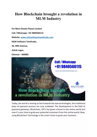 How Blockchain brought a revolution in MLM Industry