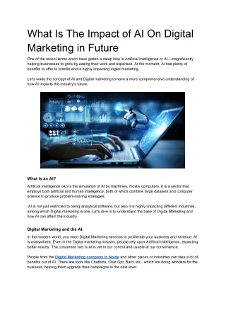 What Is The Impact of AI On Digital Marketing in Future