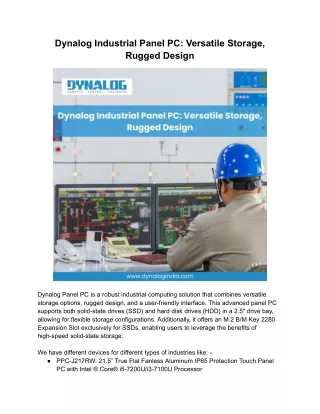 Dynalog Industrial Panel PC_ Versatile Storage, Rugged Design