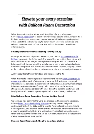 Balloon Room Decoration