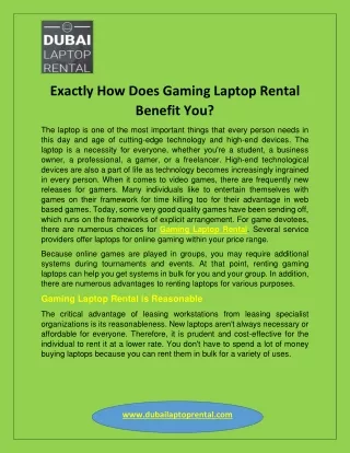 Exactly How Does Gaming Laptop Rental Benefit You?