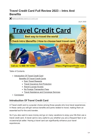 Travel Credit Card Full Review 2023 - Intro And Benefits