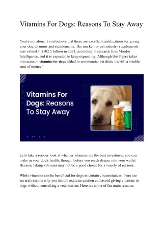 Vitamins For Dogs_  Reasons To Stay Away