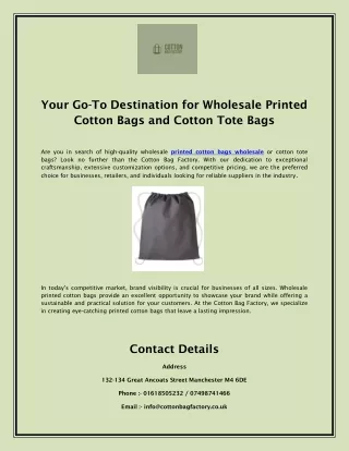 Printed Cotton Bags Wholesale