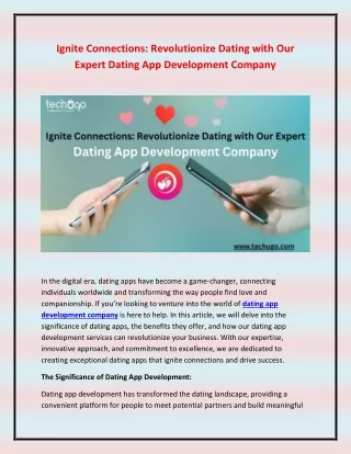 Ignite Connections- Revolutionize Dating with Our Expert Dating App Development Company