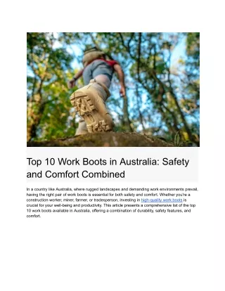 Top 10 Work Boots in Australia Safety and Comfort Combined