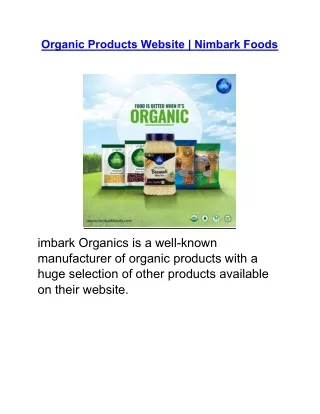 Organic Products Website | Nimbark Foods