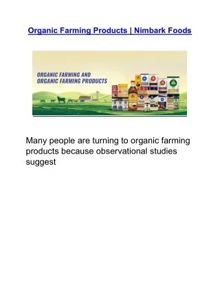 Organic Farming Products | Nimbark Foods