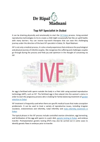 Meet Top IVF Specialist in Dubai