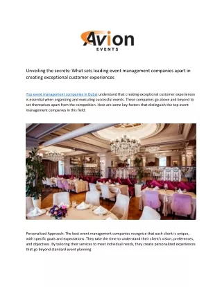 What sets leading event management companies apart in creating exceptional customer experiences