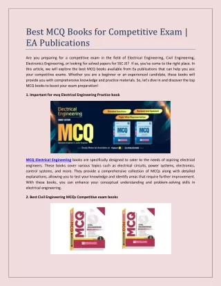 Best MCQ Books for Competitive Exam  EA Publications