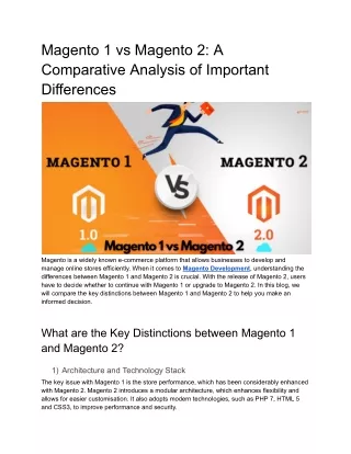 Magento 1 vs Magento 2: A Comparative Analysis of Important Differences