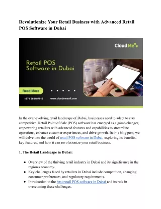 Revolutionize Your Retail Business with Advanced   Retail POS Software in Dubai