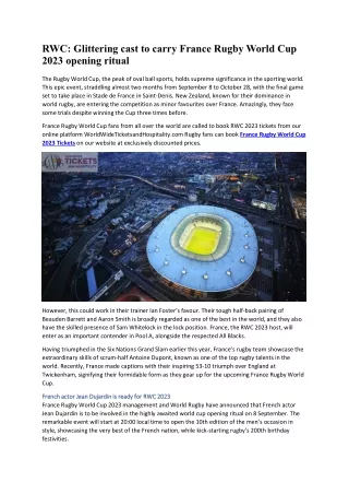 RWC Glittering cast to carry France Rugby World Cup 2023 opening ritual