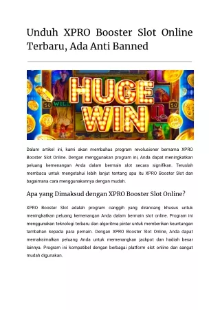 Unduh XPRO Booster Slot Online Terbaru, Ada Anti Banned