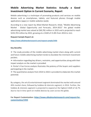 Mobile Advertising Market Statistics: Actually a Good Investment Option in Curre