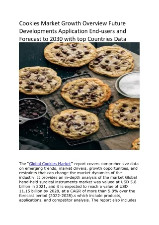 Cookies Market Growth Overview Future Developments Application End